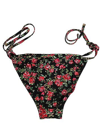 Dolce & Gabbana Black Floral Print Nylon Beachwear Bikini Women's Bottom (view 2)