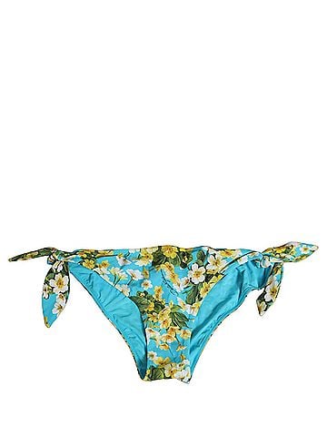 Dolce & Gabbana Blue Floral Print Nylon Beachwear Bikini Women's Bottom (view 1)