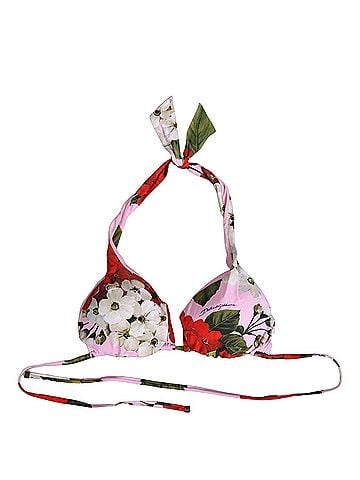 Dolce & Gabbana Pink Floral Print Triangle Beachwear Bikini Women's Top (view 1)