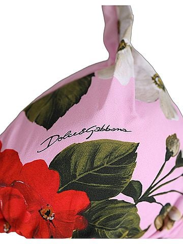 Dolce & Gabbana Pink Floral Print Triangle Beachwear Bikini Women's Top (view 2)