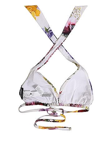Dolce & Gabbana White Floral Print Triangle Beachwear Bikini Women's Top (view 2)