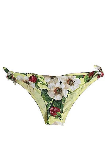 Dolce & Gabbana Yellow Floral Print Nylon Beachwear Bikini Women's Bottom (view 1)