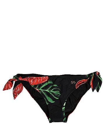 Dolce & Gabbana Black Floral Print Nylon Beachwear Bikini Women's Bottom (view 1)