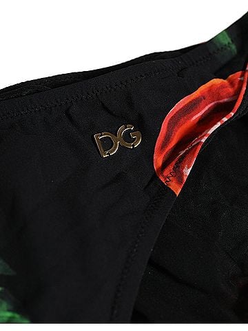 Dolce & Gabbana Black Floral Print Nylon Beachwear Bikini Women's Bottom (view 2)