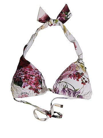Dolce & Gabbana White Floral Print Triangle Beachwear Bikini Women's Top (view 1)