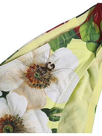 Dolce & Gabbana Yellow Floral Print Nylon Beachwear Bikini Women's Bottom (view 2)