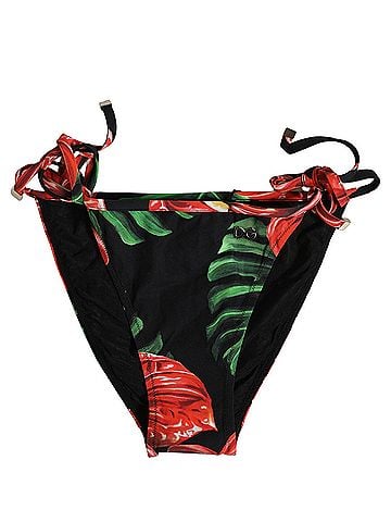 Dolce & Gabbana Black Floral Print Nylon Beachwear Bikini Women's Bottom (view 1)