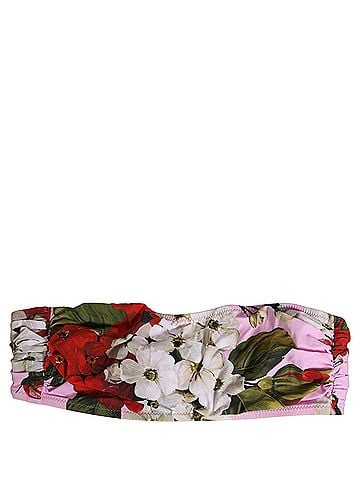 Dolce & Gabbana Pink Floral Print Bandeau Beachwear Bikini Women's Top (view 1)