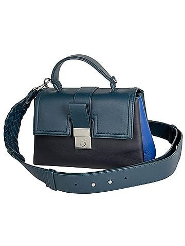 Bottega Veneta Bottega Veneta Piazza Small Intrecciato 2-Way Shoulder Bag, Leather, Green, Blue, Black, Women's (view 1)