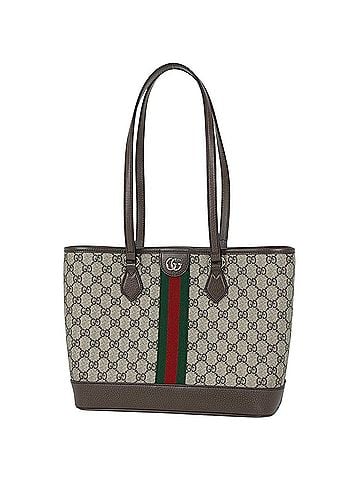 Gucci Gucci Double G Medium Tote Bag, Ophidia GG, Coated Canvas, Beige/Brown, 836849, Women's (view 1)