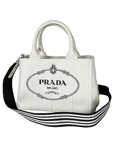 Prada Prada Canapa Tote Bag, 2-Way Shoulder Bag/Handbag, Canvas, White, 1BG439, Women's (view 1)