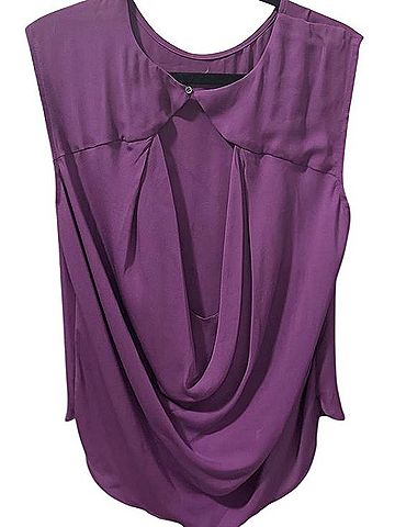 Haute Hippie Sleeveless Purple Draped High-Low Shell Sleeveless T-Shirt (view 2)