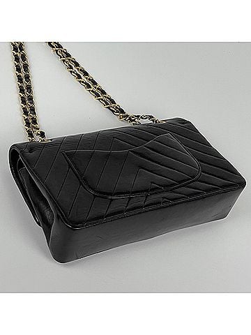 Chanel Chanel CHANEL Shoulder Bag, Coco Mark, V-stitch, Double Flap, Leather, Black, Women's (view 2)