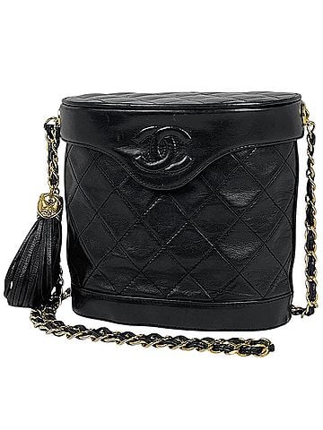 Chanel Chanel Matelassé Shoulder Bag, Coco Mark, Fringe, Leather, Black, Women's (view 1)