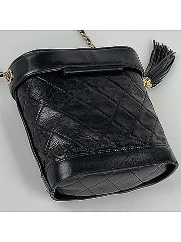 Chanel Chanel Matelassé Shoulder Bag, Coco Mark, Fringe, Leather, Black, Women's (view 2)