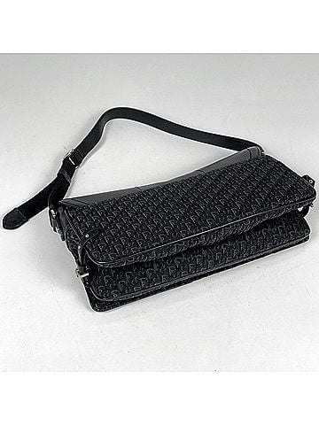 Christian Dior Christian Dior Street Chic Shoulder Bag, Trotter Pattern, Canvas, Black, Women's (view 2)