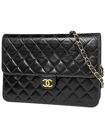 Chanel Chanel Matelassé Shoulder Bag, Coco Mark, Single Flap, Leather, Black, Women's (view 1)