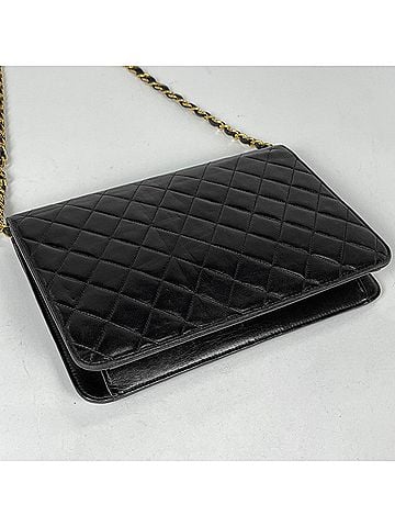 Chanel Chanel Matelassé Shoulder Bag, Coco Mark, Single Flap, Leather, Black, Women's (view 2)