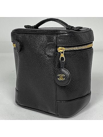 Chanel Chanel Coco Mark Vanity Bag, Cosmetic Pouch, Makeup Caviar Leather, Black, A01998, Women's (view 2)