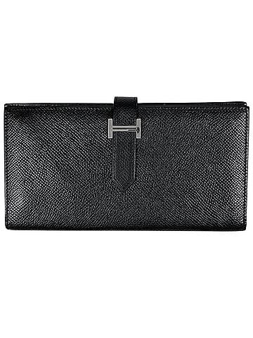 Hermès Hermes Bearn Soufflé Long Wallet, Veau Epsom Leather, Noir (Black), Women's. (view 1)