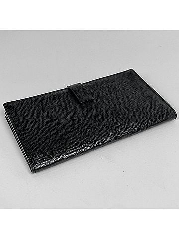 Hermès Hermes Bearn Soufflé Long Wallet, Veau Epsom Leather, Noir (Black), Women's. (view 2)