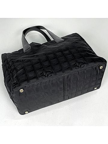 Chanel Chanel New Travel Line Tote MM Bag, Coco Mark, Nylon Jacquard, Black, A15991, Women's (view 2)