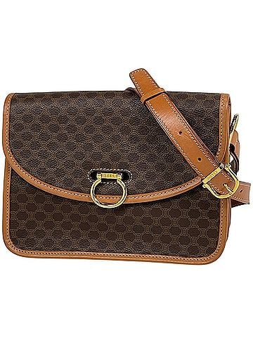 Céline Celine Macadam pattern shoulder bag, coated canvas, brown, women's. (view 1)