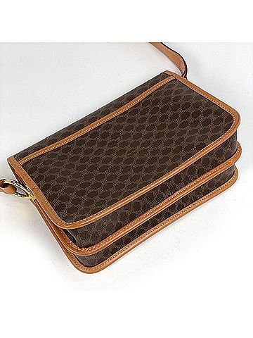 Céline Celine Macadam pattern shoulder bag, coated canvas, brown, women's. (view 2)