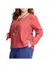 Flax 100% Linen Solid Red Long Sleeve Top Size S - photo 1