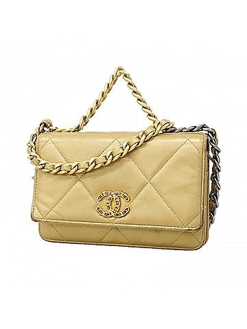 Chanel Chanel Wallet/Shoulder Wallet Chain Shoulder 19 Lambskin Brown Gold Women's (view 1)