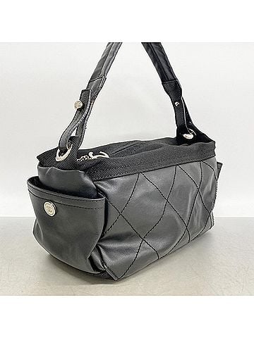 Chanel Chanel Paris Biarritz Canvas Shoulder Bag, Black, Women's (view 2)