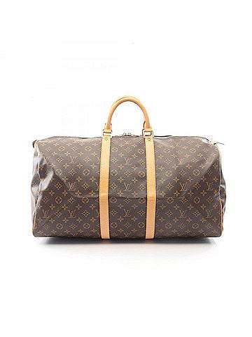 Louis Vuitton Louis Vuitton Keepall 55 Monogram Boston Bag Handbag, Coated Canvas and Leather, Pattern, Men's Women's, Brown, M41424 (view 1)
