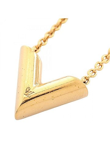 Louis Vuitton Louis Vuitton Essential V Necklace, Gold Plated (GP), Women's, Tone, M61083 (view 1)