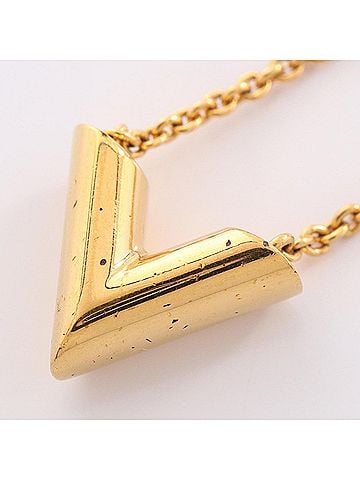 Louis Vuitton Louis Vuitton Essential V Necklace, Gold Plated (GP), Women's, Tone, M61083 (view 2)