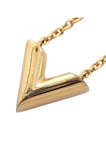 Louis Vuitton Louis Vuitton Essential V Necklace, Gold Plated (GP), Women's, Tone, M61083 (view 1)