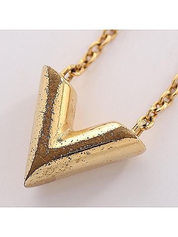 Louis Vuitton Louis Vuitton Essential V Necklace, Gold Plated (GP), Women's, Tone, M61083 (view 2)