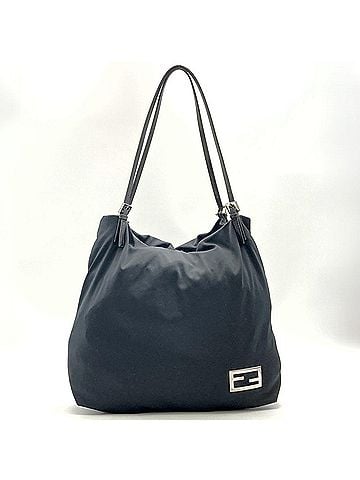 Fendi FENDI tote bag, cotton jersey, leather, nylon, black, women's. (view 1)