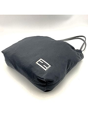 Fendi FENDI tote bag, cotton jersey, leather, nylon, black, women's. (view 2)