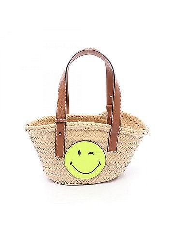 Loewe Loewe Basket Bag Small Smiley World Handbag Leather Raffia Women's Beige Brown Yellow A223S93X07 (view 1)