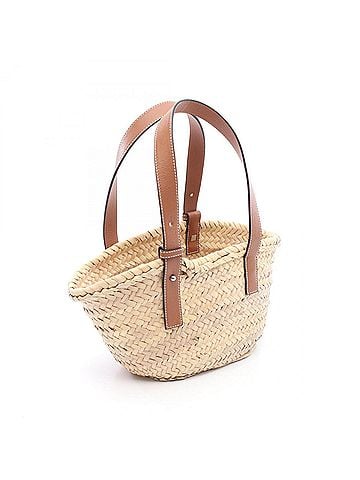Loewe Loewe Basket Bag Small Smiley World Handbag Leather Raffia Women's Beige Brown Yellow A223S93X07 (view 2)