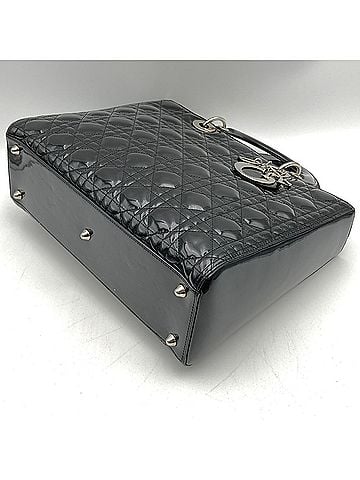 Christian Dior Christian Dior Dior Lady Large Handbag/Shoulder Bag, 2-way, Enamel Patent Leather, Black, Women's (view 2)