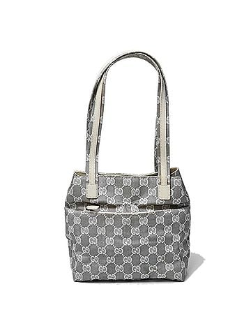 Gucci GUCCI 002 1075 GG Canvas Tote Bag Leather Gray Women's (view 1)