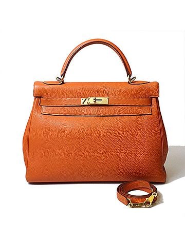 Hermès HERMES Kelly 32 Handbag, ?H stamp, Inside stitching, Togo leather, Orange, 2-way shoulder bag, Women's. (view 2)