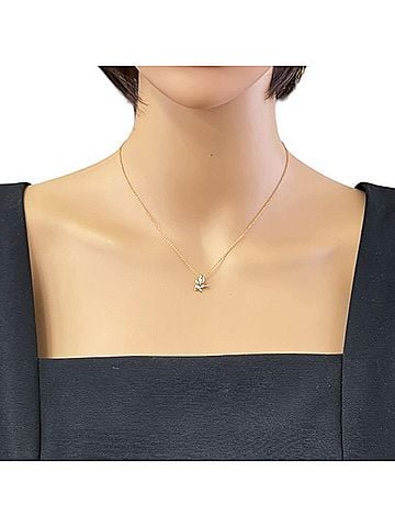 Tiffany & Co. Tiffany Olive Leaf Necklace, 18K Pink Gold, Diamond, Women's, Pre-owned. (view 2)
