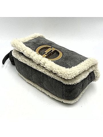 Christian Dior Christian Dior Dior Calo Chain Shoulder Bag, Sheepskin, Gray, Women's (view 2)