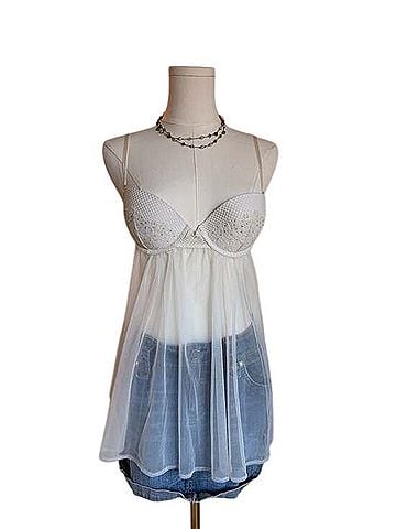Victoria's Secret X Havaianas Crystal Embellished Lace Babydoll Chemise Casual Dress (view 1)