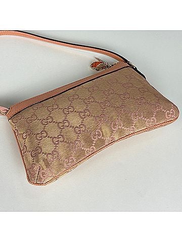 Gucci Gucci accessory pouch, GG pattern, bee design, canvas, pink, 153021, women's. (view 2)