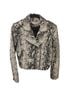 IRO 100% Lambskin 50% Nylon 50% Acetate Snake Print Black White Leather Jacket Size 8 - photo 1