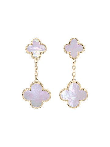 Van Cleef & Arpels Van Cleef &amp; Arpels Magic Alhambra Earrings, 2 Motifs, Mother-of-Pearl, 18K Yellow Gold, VCARD78800. (view 1)