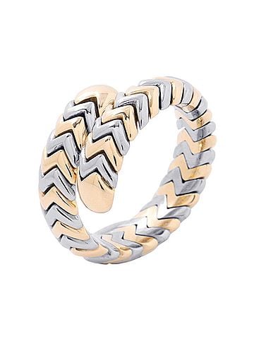 Bvlgari BVLGARI Spiga Ring, 18K Yellow Gold (KYG), White (18KWG), Size approx. 1. (BVLGARI ring) (view 1)